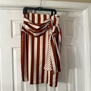 New York & Company Striped Brown and White Skirt